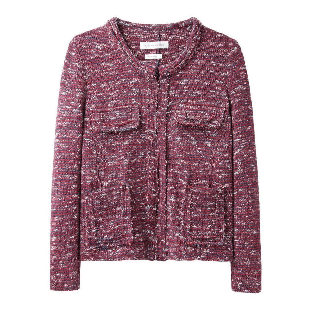 Isabel Marant Etoile Ariana Tweed Boucle Jacket Burgundy Small Parisian